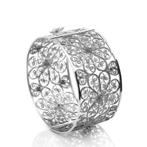 Arabel Lebrusan Filigree Bangle in White Gold